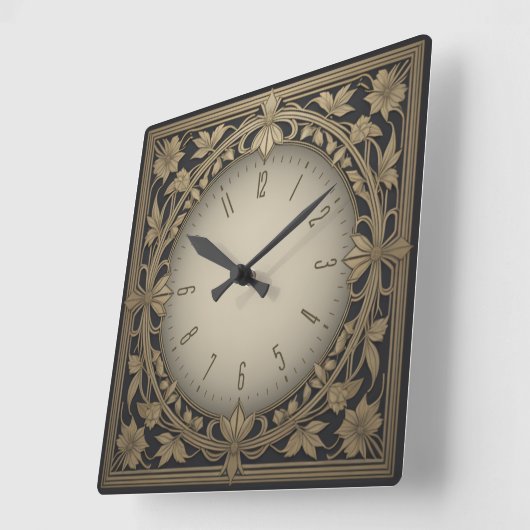 Art Deco Quadratische Wanduhr (Winkel)