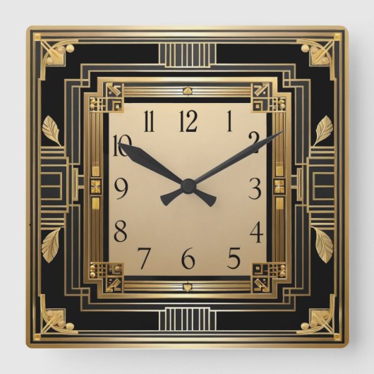 Art Deco Quadratische Wanduhr (Vorderseite)
