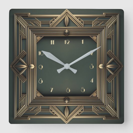 Art Deco Quadratische Wanduhr (Vorderseite)