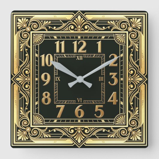 Art Deco Quadratische Wanduhr (Vorderseite)