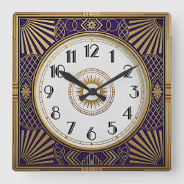Art Deco Quadratische Wanduhr