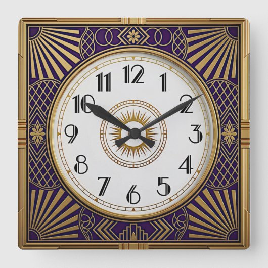 Art Deco Quadratische Wanduhr (Vorderseite)