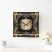 Art Deco Quadratische Wanduhr (Zuhause)
