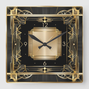 Art Deco Quadratische Wanduhr