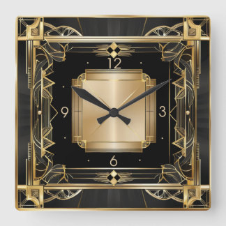 Art Deco Quadratische Wanduhr