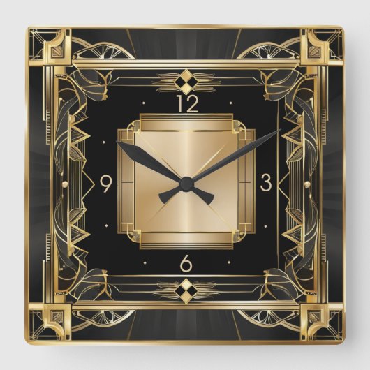 Art Deco Quadratische Wanduhr (Vorderseite)