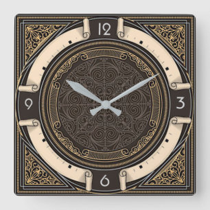 Art Deco Quadratische Wanduhr