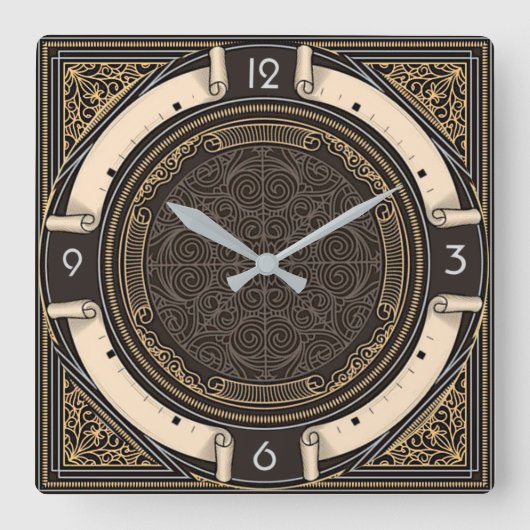 Art Deco Quadratische Wanduhr (Vorderseite)