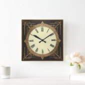 Art Deco Quadratische Wanduhr (Zuhause)
