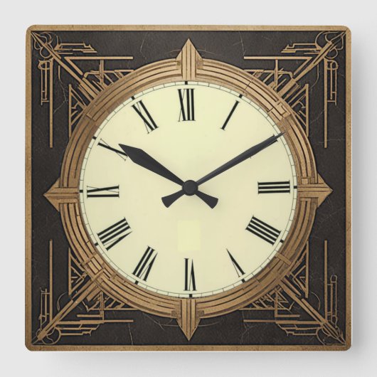Art Deco Quadratische Wanduhr (Vorderseite)