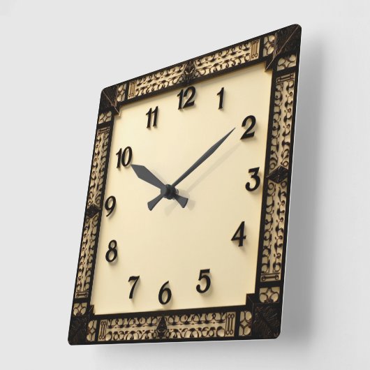 Art Deco Quadratische Wanduhr (Winkel)