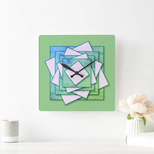 Art Deco Quadratische Wanduhr (Zuhause)
