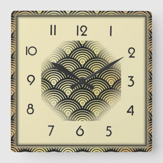 Art Deco Quadratische Wanduhr (Vorderseite)