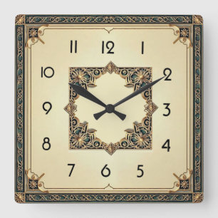 Art Deco Quadratische Wanduhr