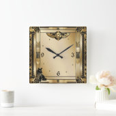 Art Deco Quadratische Wanduhr (Zuhause)
