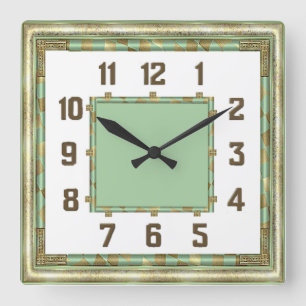 Art Deco Quadratische Wanduhr