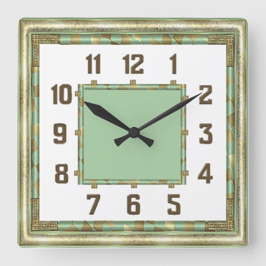 Art Deco Quadratische Wanduhr (Vorderseite)