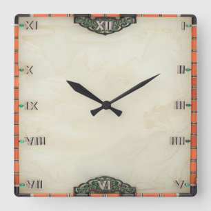 Art Deco Quadratische Wanduhr