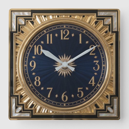 Art Deco Quadratische Wanduhr (Vorderseite)