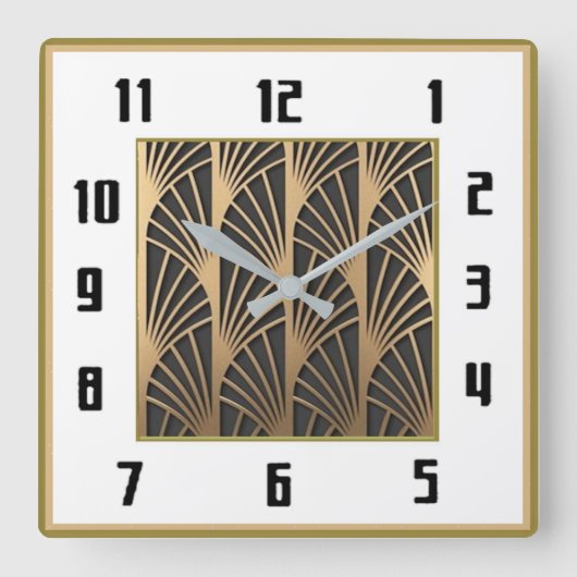 Art Deco Quadratische Wanduhr (Vorderseite)