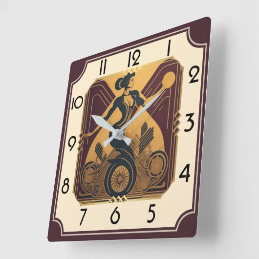 Art Deco Quadratische Wanduhr (Winkel)