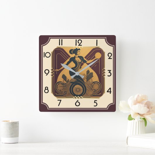 Art Deco Quadratische Wanduhr (Zuhause)