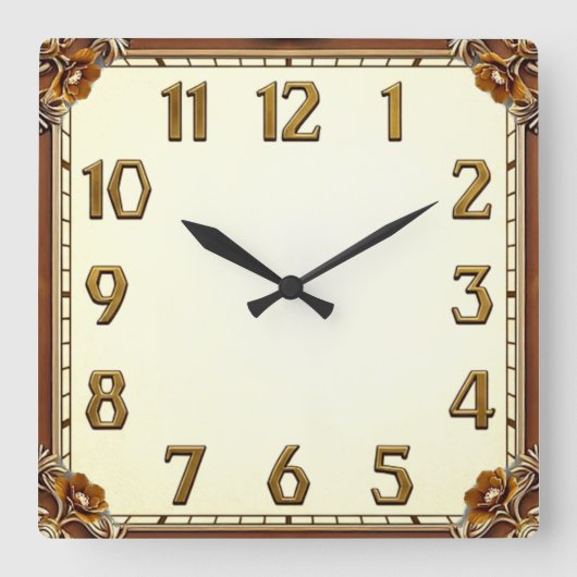 Art Deco Quadratische Wanduhr (Vorderseite)