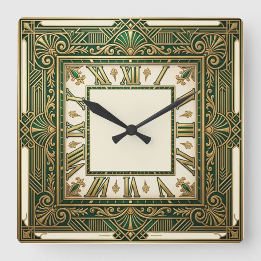 Art Deco Quadratische Wanduhr (Vorderseite)