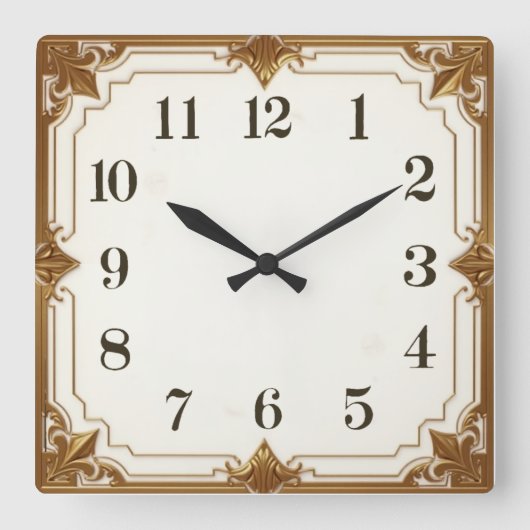 Art Deco Quadratische Wanduhr (Vorderseite)
