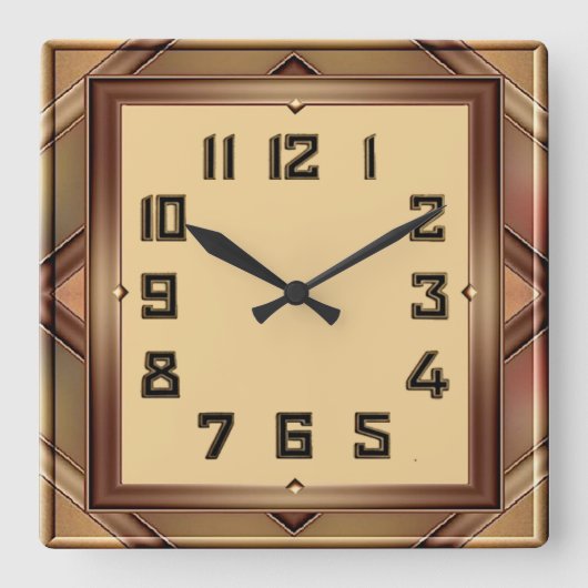 Art Deco Quadratische Wanduhr (Vorderseite)