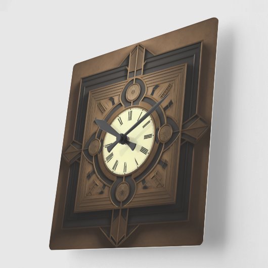 Art Deco Quadratische Wanduhr (Winkel)