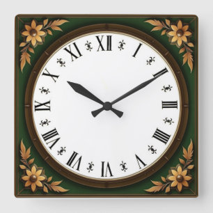 Art Deco Quadratische Wanduhr