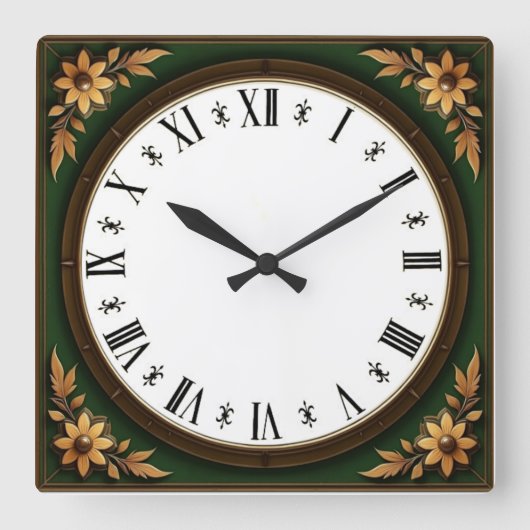 Art Deco Quadratische Wanduhr (Vorderseite)