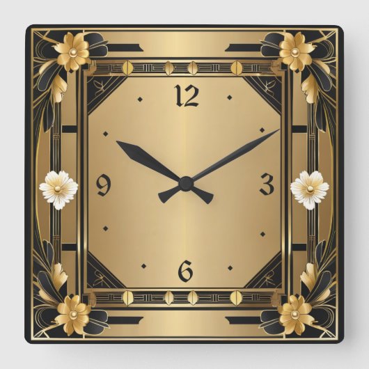 Art Deco Quadratische Wanduhr (Vorderseite)