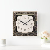 Art Deco Quadratische Wanduhr (Zuhause)