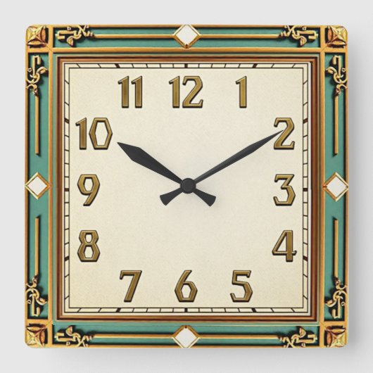 Art Deco Quadratische Wanduhr (Vorderseite)