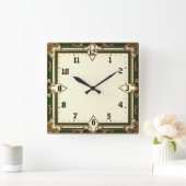 Art Deco Quadratische Wanduhr (Zuhause)