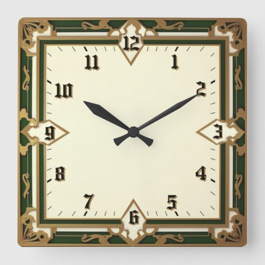 Art Deco Quadratische Wanduhr (Vorderseite)