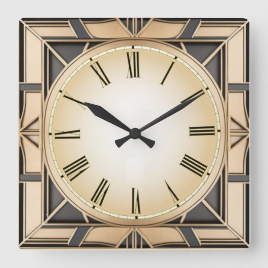 Art Deco Quadratische Wanduhr (Vorderseite)
