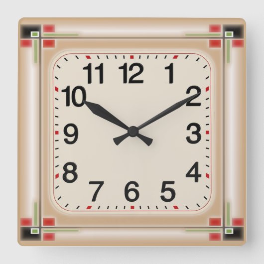 Art Deco Quadratische Wanduhr (Vorderseite)
