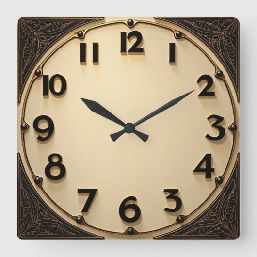 Art Deco Quadratische Wanduhr (Vorderseite)