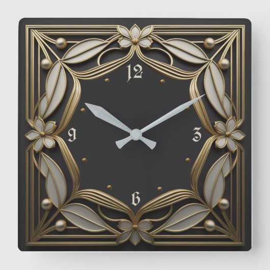 Art Deco Quadratische Wanduhr (Vorderseite)