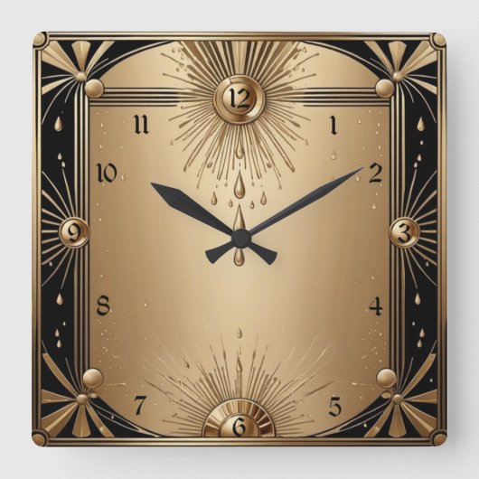 Art Deco Quadratische Wanduhr (Vorderseite)