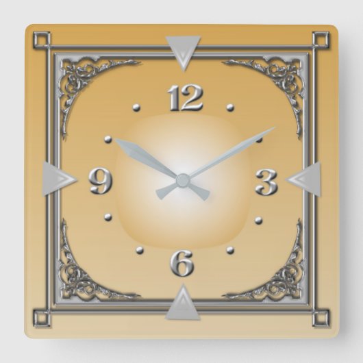 Art Deco Quadratische Wanduhr (Vorderseite)