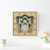 Art Deco Quadratische Wanduhr (Zuhause)