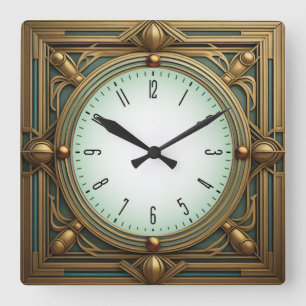Art Deco Quadratische Wanduhr