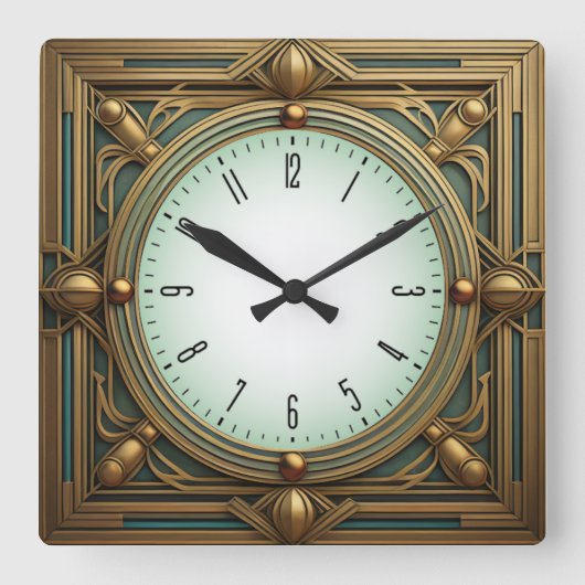 Art Deco Quadratische Wanduhr (Vorderseite)