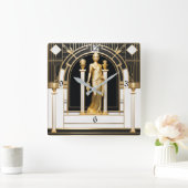 Art Deco Quadratische Wanduhr (Zuhause)