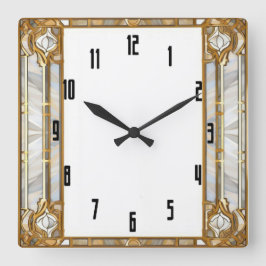 Art Deco Quadratische Wanduhr