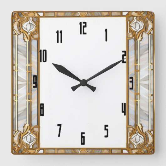 Art Deco Quadratische Wanduhr (Vorderseite)